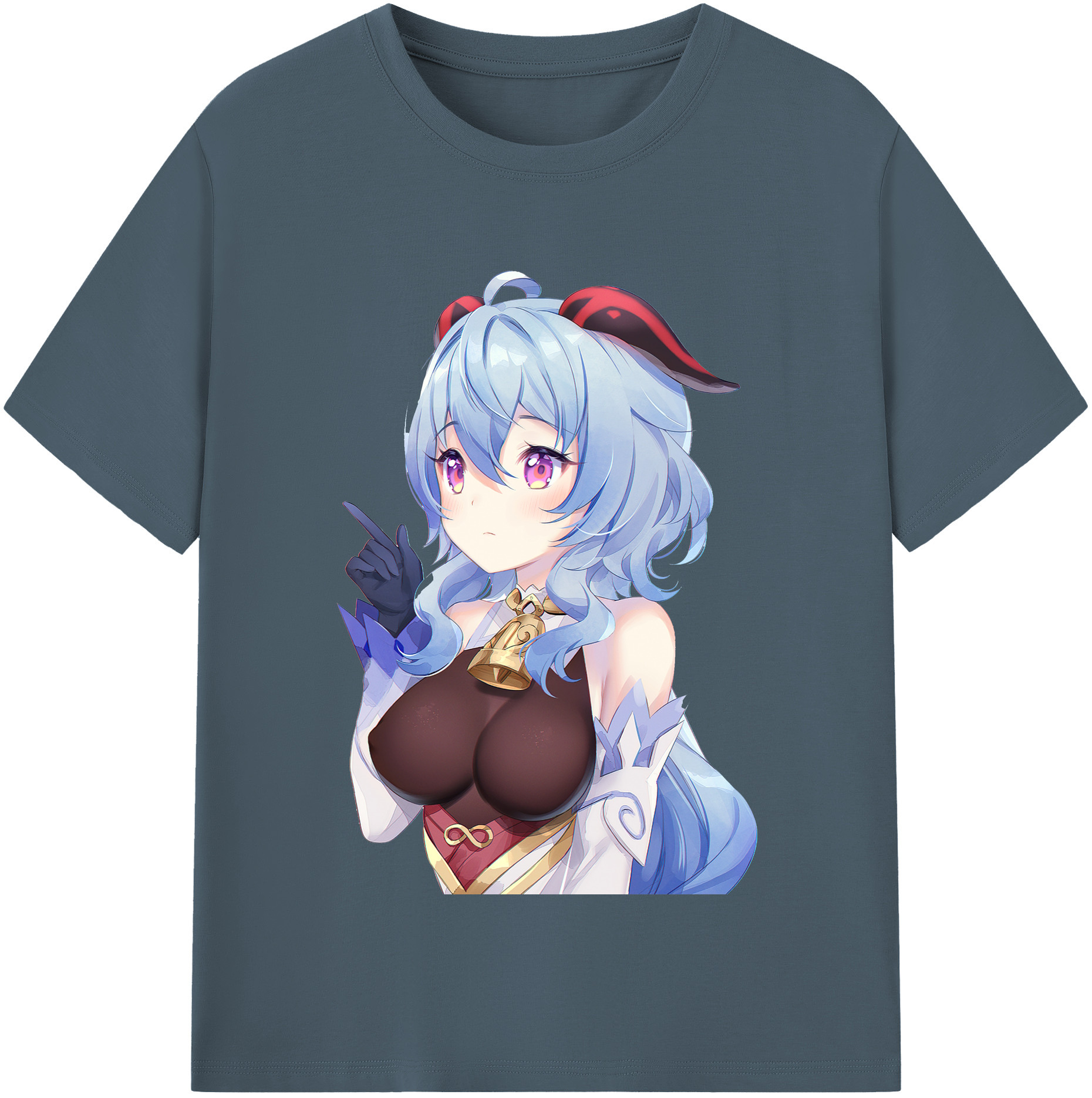 げんし神 甘雨 かんう genshin Ganyu 綿100％半袖Tシャツ（フロントプリント）